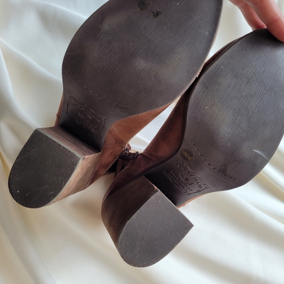 Lucky Brand Laureen Brown Leather Heeled Ankle Booties Side Zipper Size 10 M - Picture 6 of 9